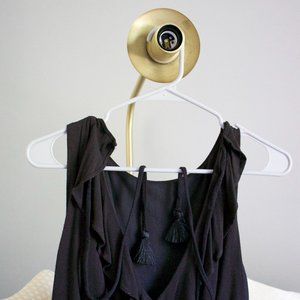 Black midi dress, low back